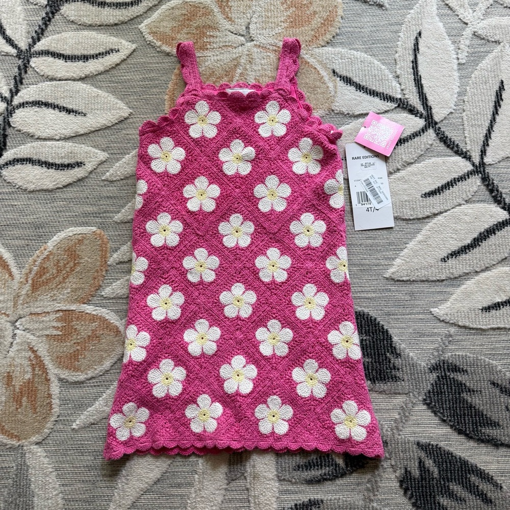 NWT Rare Editions Pink Dress with White Floral Accents 🌸